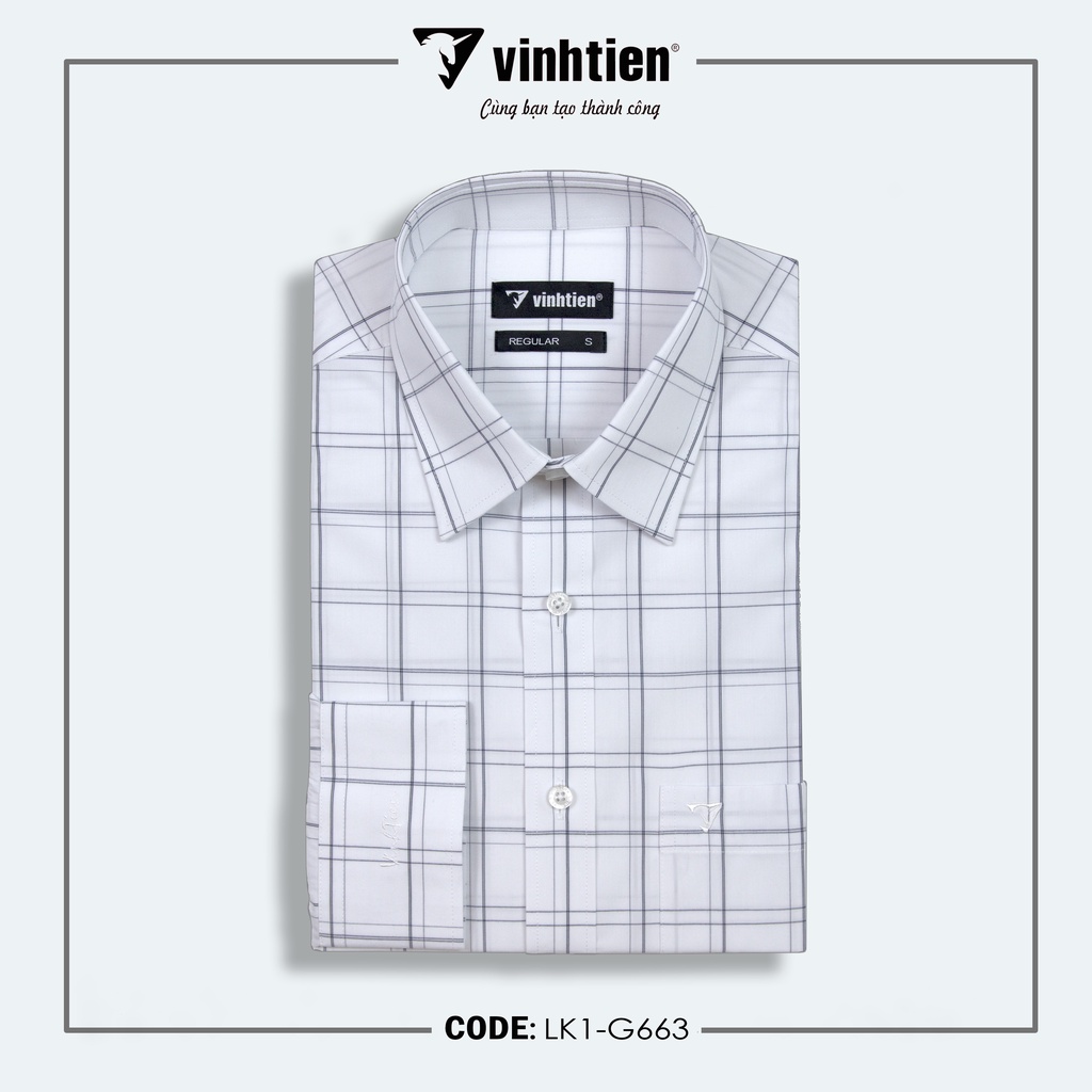 Áo Sơ Mi Nam Dài Tay Sọc Caro Bamboo Vĩnh Tiến Form Regular Vạt Ngang 475 - G663