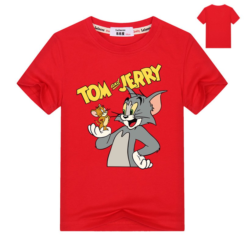 Áo Thun Tay Ngắn In Hình Tom And Jerry Vui Nhộn Cho Bé Trai