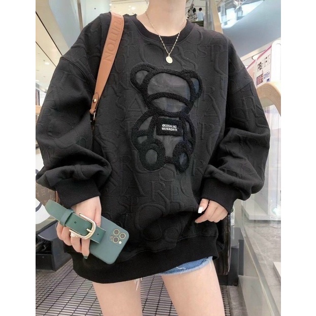 [ Hàng Chuẩn ] Áo nỉ nữ dài tay dập nổi form rộng  freesize 40kg_65kg hot hít đẹp xuất sắc ( kèm ảnh thật) | BigBuy360 - bigbuy360.vn