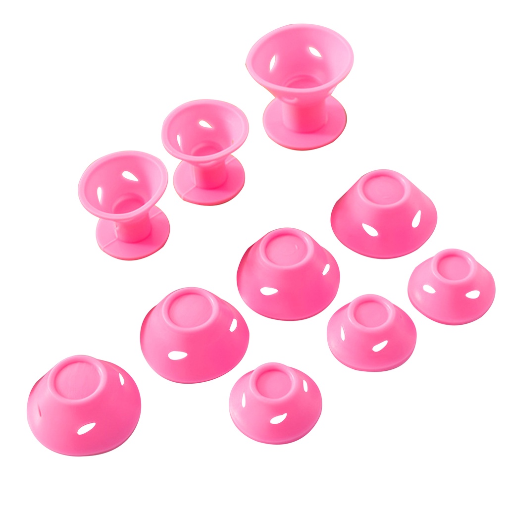 Set 10 Ống Silicone Uốn Tóc Hình Nấm Không Nhiệt Tiện Dụng