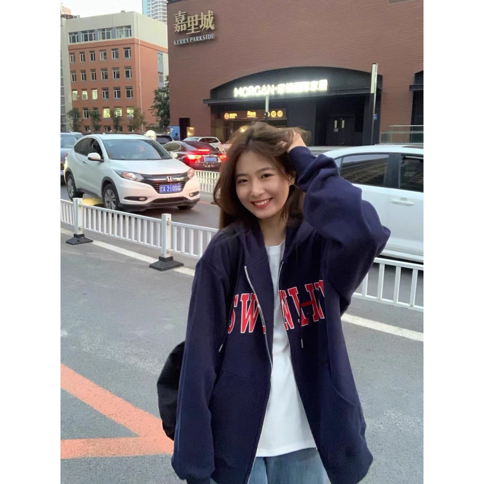 Khoác Nỉ Dày Mềm Nam Nữ Chữ SWO Dáng Rộng Bồng Tay Có Mũ Bo Tay 1 Lớp Unisex Uzzlang