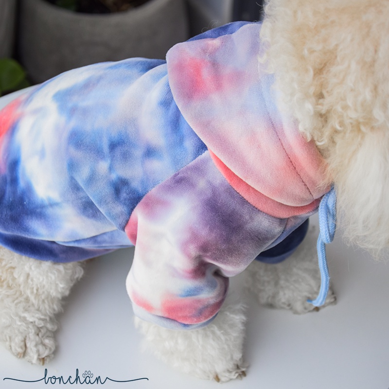 Áo hoodie mùa đông cho chó mèo - Hoodie loang màu