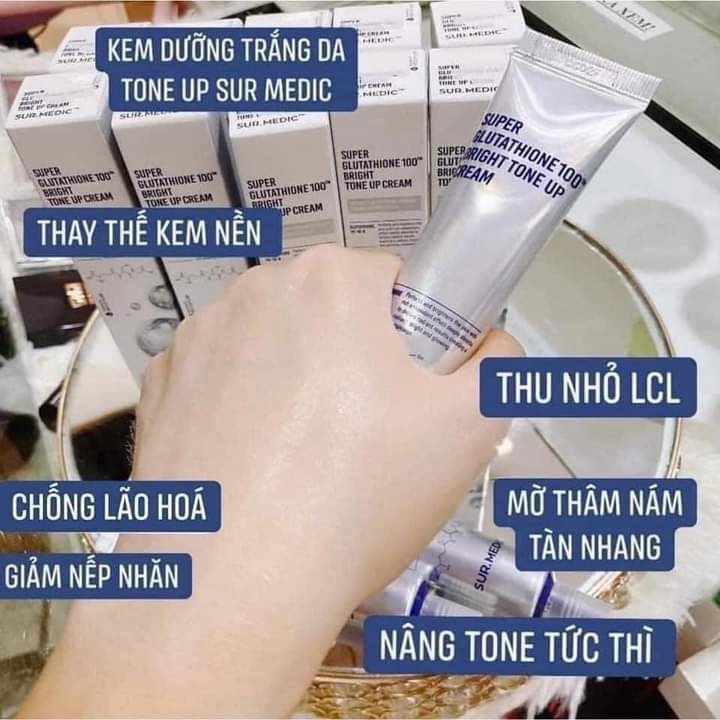 Kem Dưỡng Trắng Da SUR MEDIC Hàn Quốc Super Glutathione 100 Bright Tone Up Cream