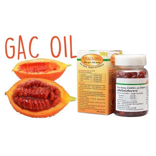 Dầu gấc Vinaga DHA - Sáng mắt, đẹp da, chống oxy hóa. Giúp trẻ ăn ngon, chóng lớn (Hộp 100 viên nang)