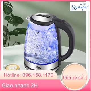 Ấm siêu tốc thủy tinh, ấm đun nước siêu tốc thủy tinh kaw cao cấp, dung tích 2l, an toàn – bảo hành uy tín