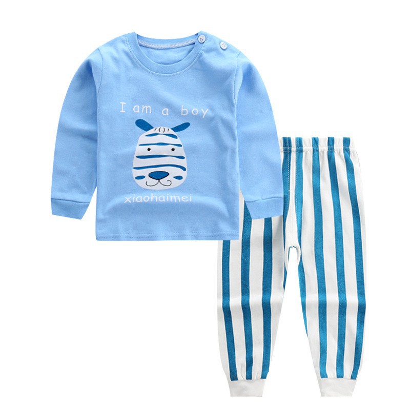 Bộ Pijama Dài Tay + Quần Dài Kẻ Sọc Cho Bé