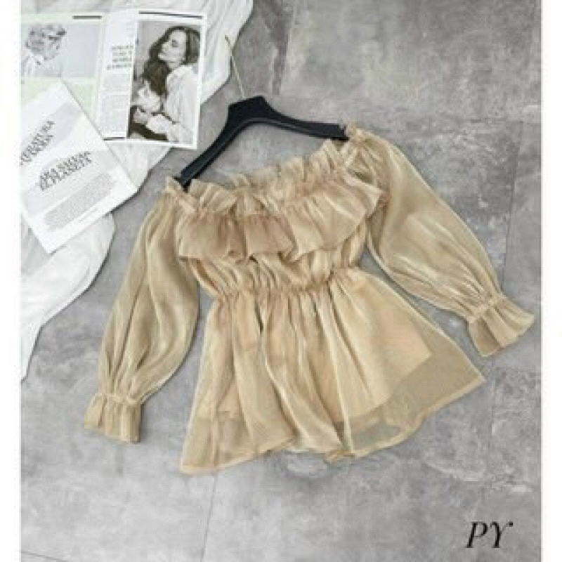 ÁO KIỂU NỮ TRỄ VAI CHẤT TƠ TẰM ÁNH KIM SANG CHẢNH 40-57kg