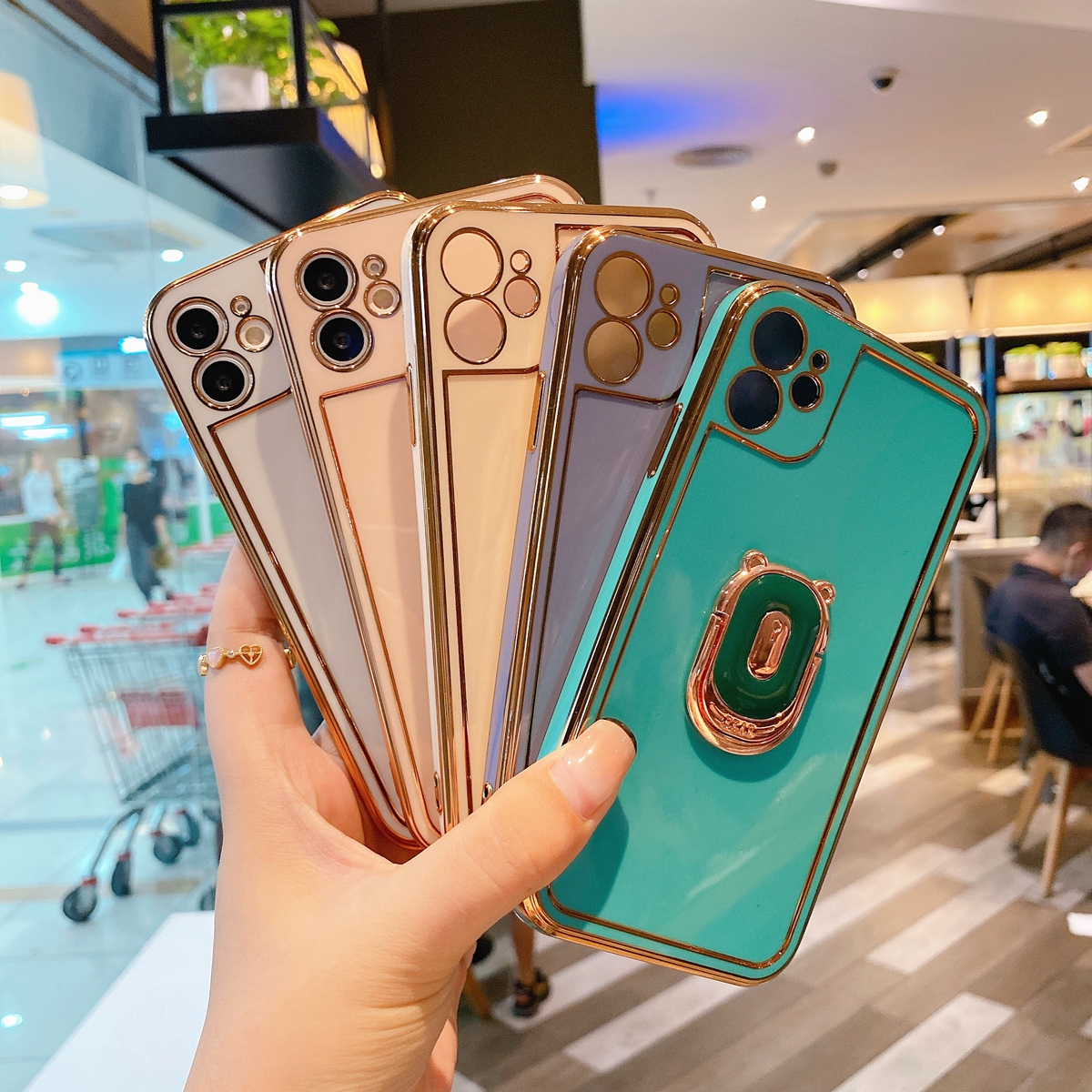 Ốp Lưng Silicone Trong Suốt Có Khuyên Xỏ Ngón Tay Cho Iphone 11 12 Pro Max 7 + 8 Plus X Xs Max Xr Se 2020 11 Pro Max