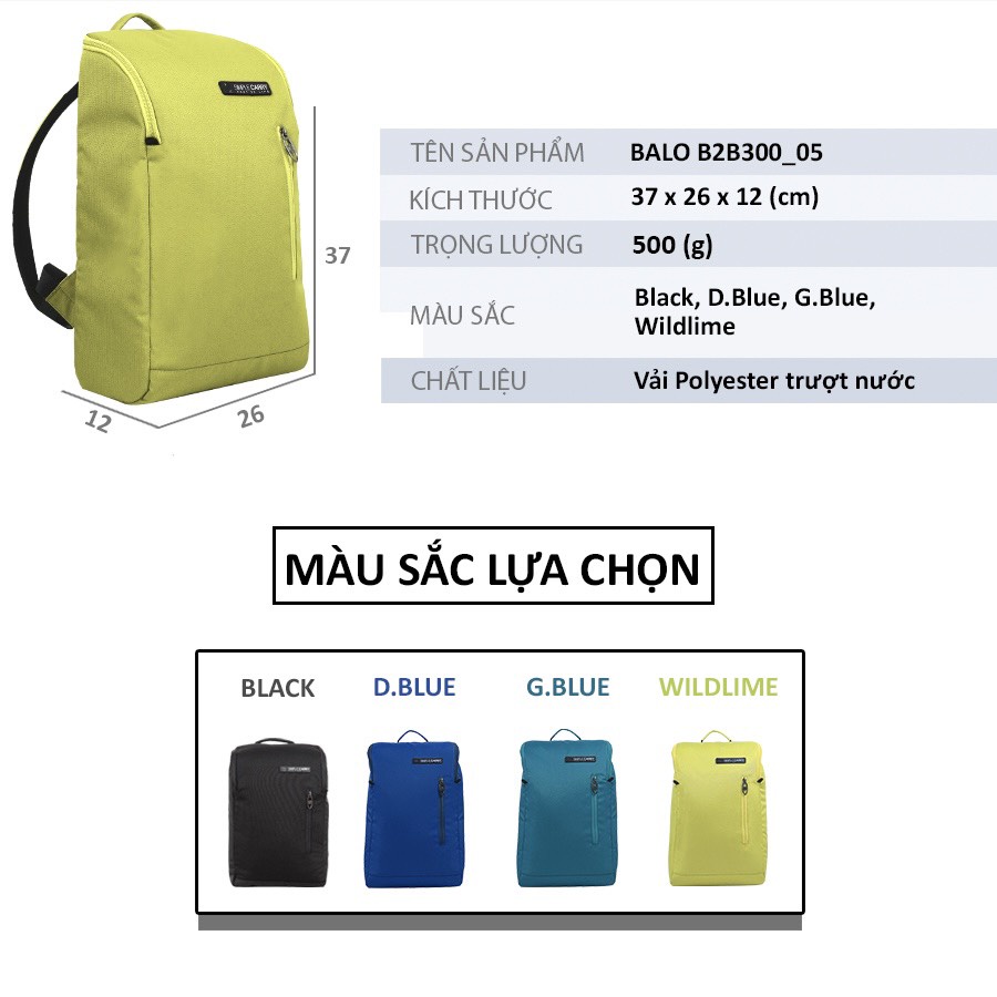 Balo Laptop SimpleCarry B2B300_05 WILDLIME Màu Xanh Chuối Nổi Bật