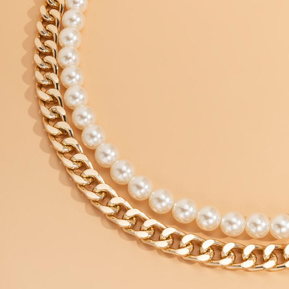 Vòng Cổ Choker Dây Xích Kép Bằng Nhôm Đơn Giản Cá Tính Cho Nam