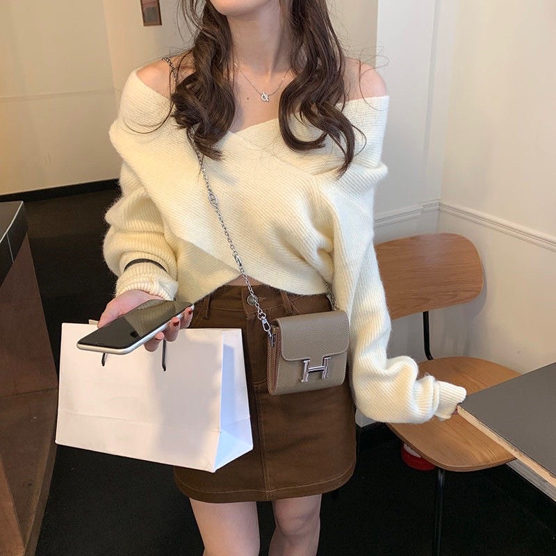 Áo Len Hở Vai Croptop Nhiều Màu Siêu Hot Hit-SẴN