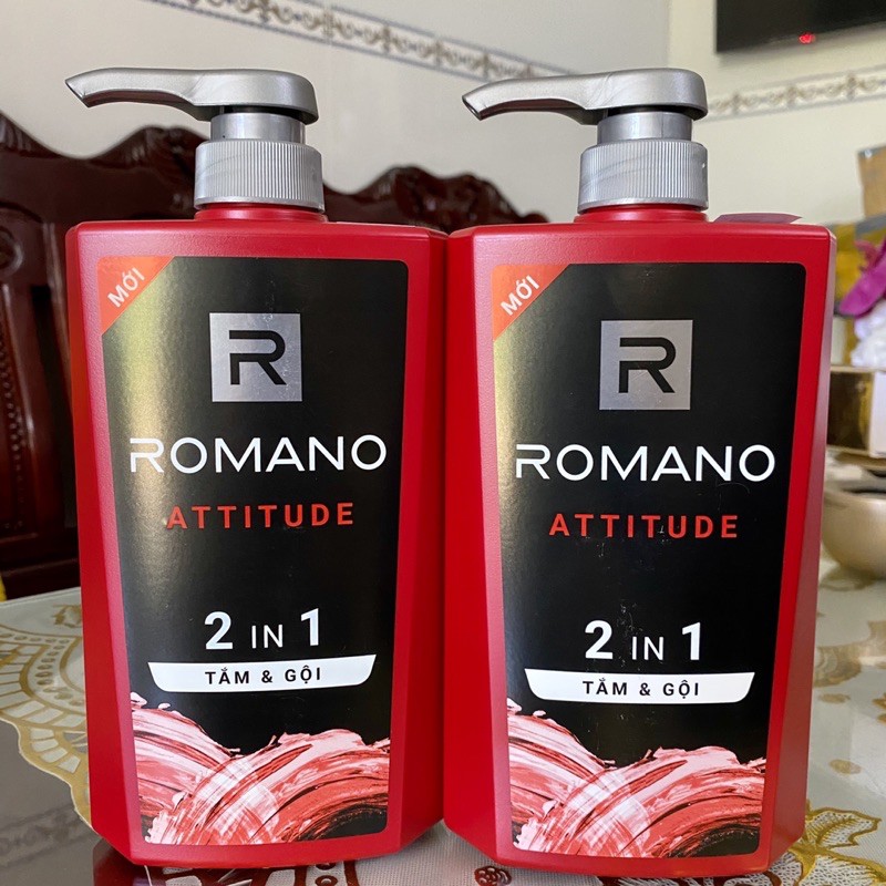 Dầu gội Sữa tắm Romano hương nước hoa Vip 2 trong 1 (2in1) (2 in 1) Classic/ Force/ Attitude/ Gentleman 650g (650gr)