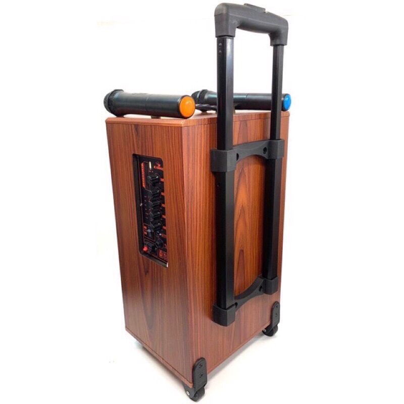 Loa Kéo Karaoke Di Động,Bass 20,Vỏ Gỗ.Tặng 2 Mic Không Dây