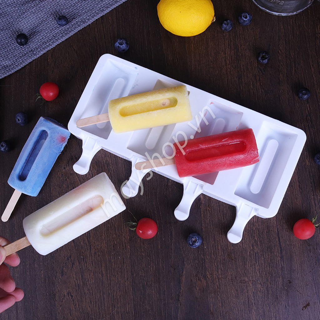 Khuôn kem silicone 4 que hình trụ lõm