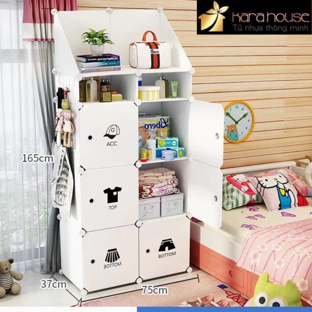 Tủ nhựa đựng treo quần áo 8 ô 2 góc y mẫu. Tặng 1 Móc cài sườn. Inbox chọn mẫu