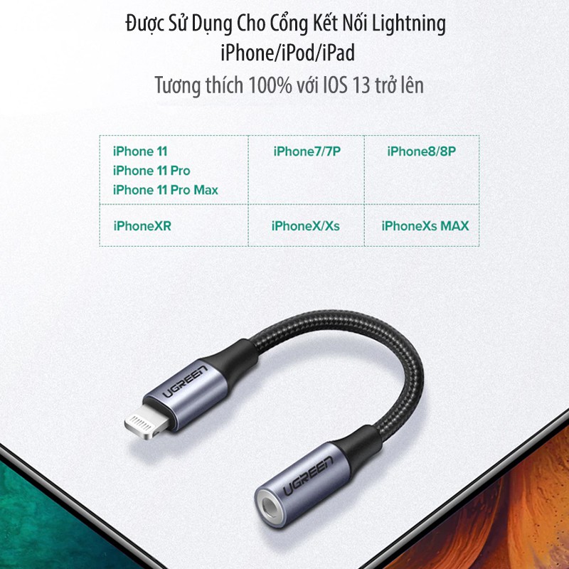 Cáp chuyển Lightning sang 3.5mm chuẩn MFI Ugreen 30756