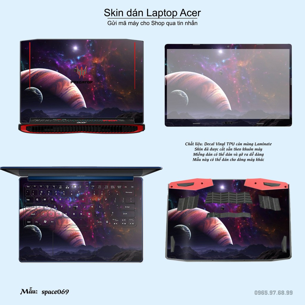 Skin dán Laptop Acer in hình không gian nhiều mẫu 12 (inbox mã máy cho Shop)