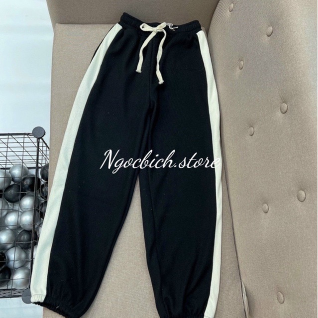 QUẦN NỈ BOM NỮ- Nỉ jogger - Quần nỉ bom nhung tăm dày dặn viền sọc