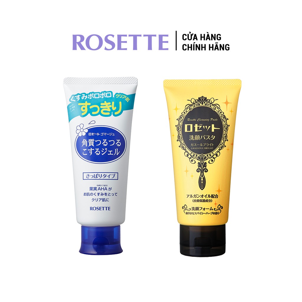 Combo Tẩy Tế Bào Chết Dành Cho Mọi Loại Da Rosette Gommage 120g Và Sữa Rửa Mặt Làm Sáng Da Rosette 120g