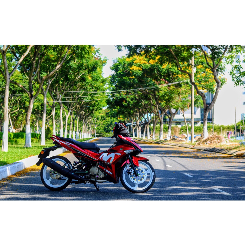 Tem Rời Dán Xe Exciter 150 Mẫu Movistar Trắng Đỏ Đen Cực Hot, Hàng 3 Lớp Chất Lượng Cao