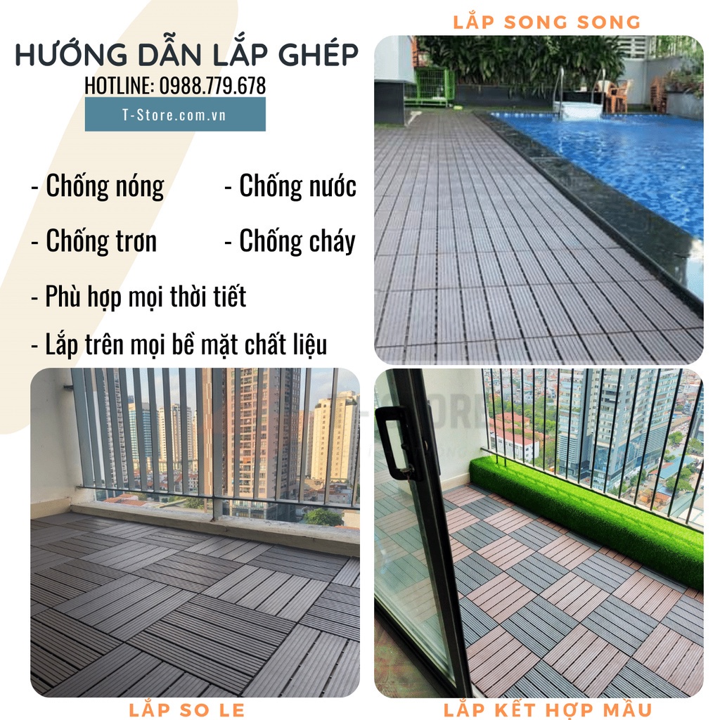 TẤM LÓT SÀN NHÀ TẮM GIẢ GỖ, VỈ LÓT SÀN BAN CÔNG, THẢM LÁT SÀN NHÀ CHỐNG TRƠN TRƯỢT