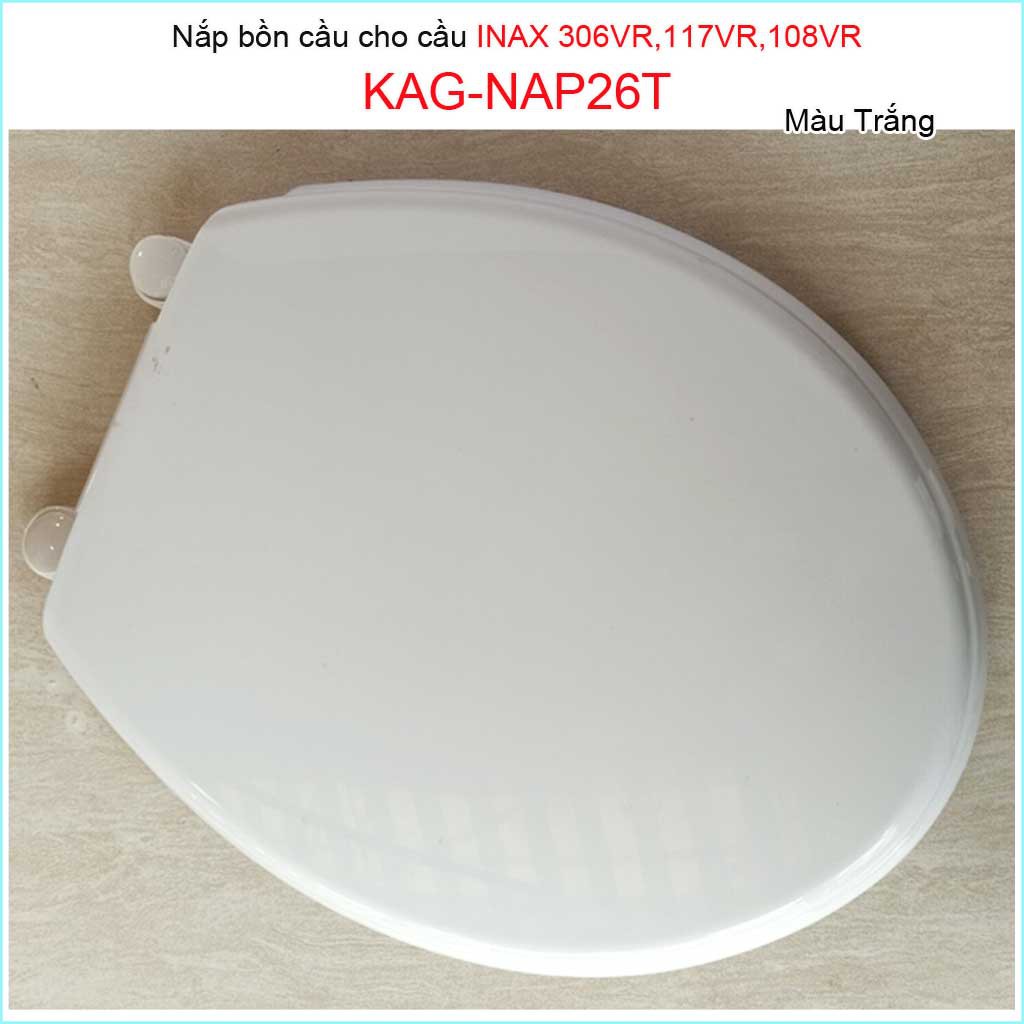 Nắp đậy bồn cầu Inax KAG-NAP26T cho C117, C306, C108, nắp bồn cầu 2 khối nhựa TRẮNG dày bóng đẹp