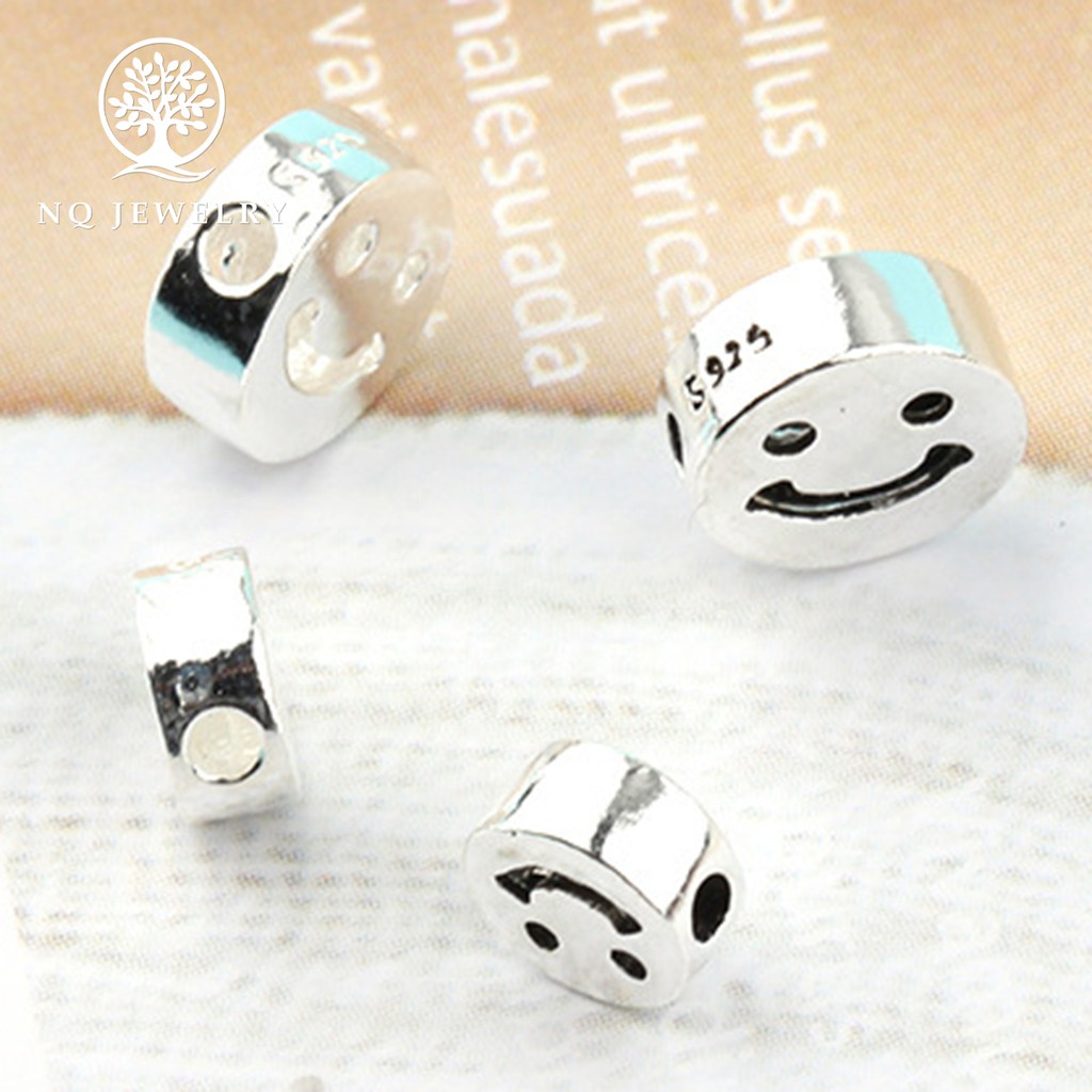 Charm bạc hình mặt cười xỏ ngang - NQ Jewelry