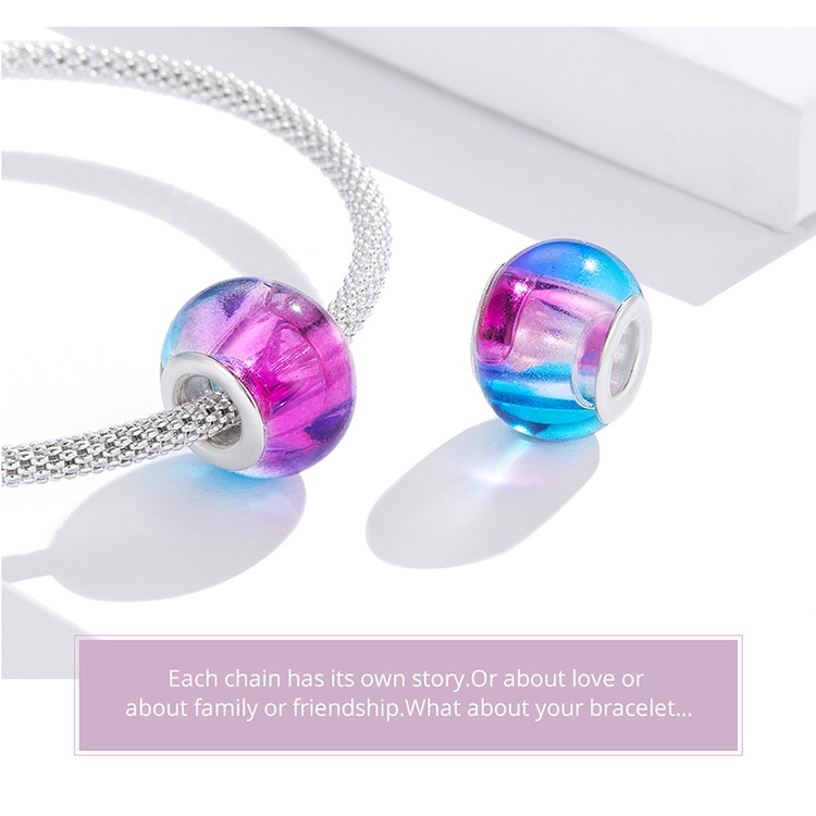 Hạt phụ kiện xỏ vòng BAMOER YIC024 họa tiết màu gradient vũ trụ