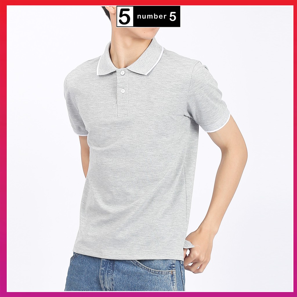 Áo Thun Polo Nam Cổ Bẻ Họa Tiết Trơn Number5 Chất Cotton Thoáng Mát [ APF ]