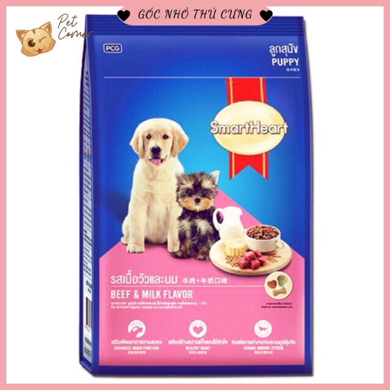 Thức ăn cho chó con Hạt Smartheart Puppy Vị bò và sữa 400g