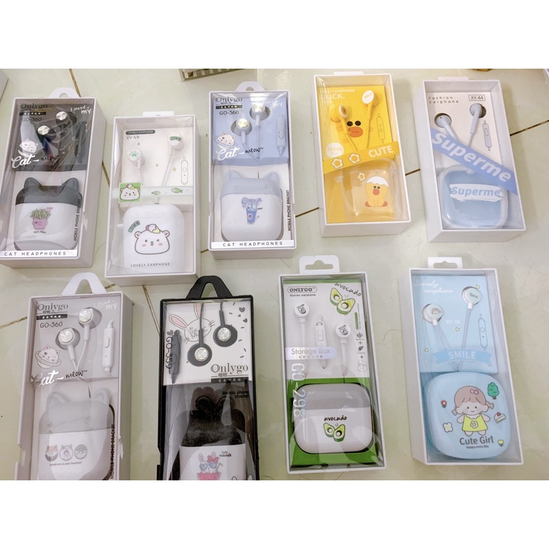 Tai Nghe KUTE Jack 3.5mm Và Hộp Đựng Hàn Quốc Cực Cute - Có Micro Đàm Thoại - Âm Thanh Hay