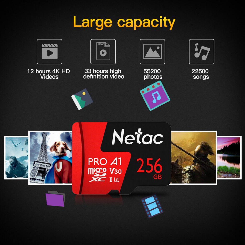 Thẻ nhớ MicroSD Netac P500 Pro 32GB 64GB 128GB chuẩn U3 V30 A1 4K | Netac Micro SD (TF Card)