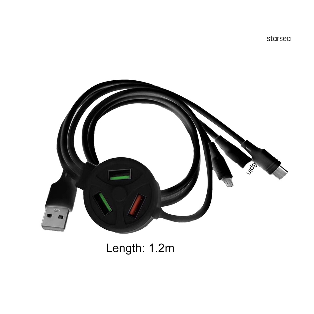 Cáp Sạc 3 Cổng Usb 6 Trong 1 Đa Năng Cho Điện Thoại