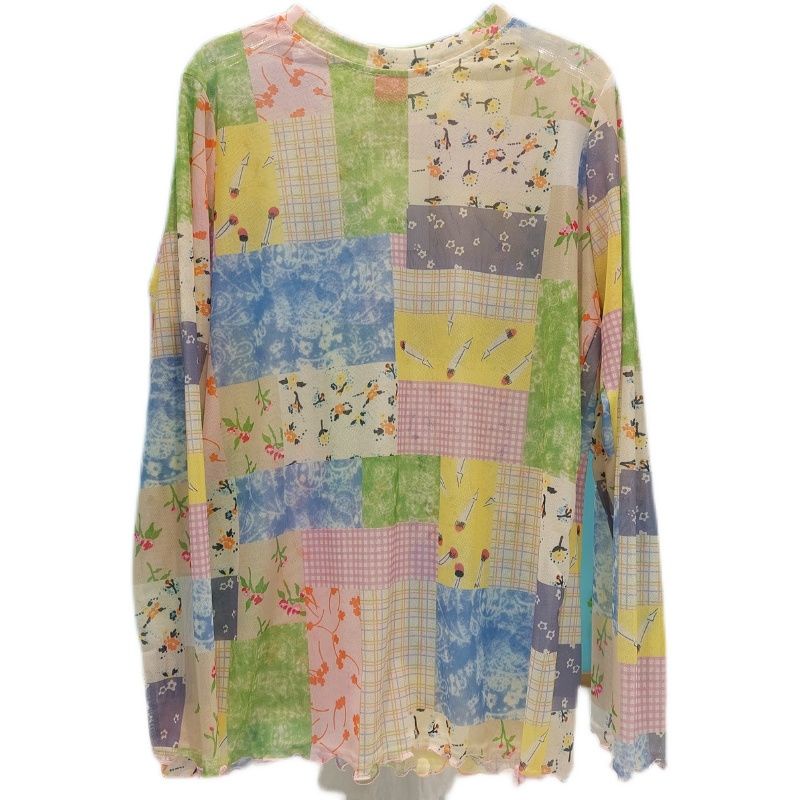 Jiashucheng Áo Thun Chiffon Tay Dài Chống Nắng Mỏng Co Giãn Ghép Lớp Phong Cách Hàn Quốc Thiết Kế Hình Hoa