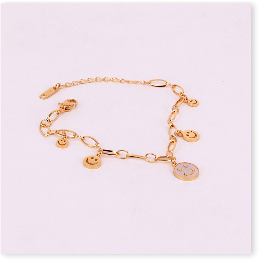 Vòng tay lắc tay nữ titan mặt cười H14-401 - CAM KẾT KHÔNG GỈ, KHÔNG BAY MÀU - BẢO HÀNH 12 THÁNG