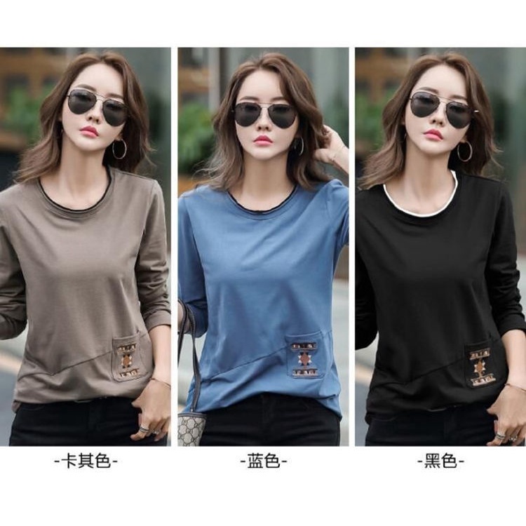 Áo thun tay dài dáng rộng phong cách phương tây dành cho phụ nữ trung niên