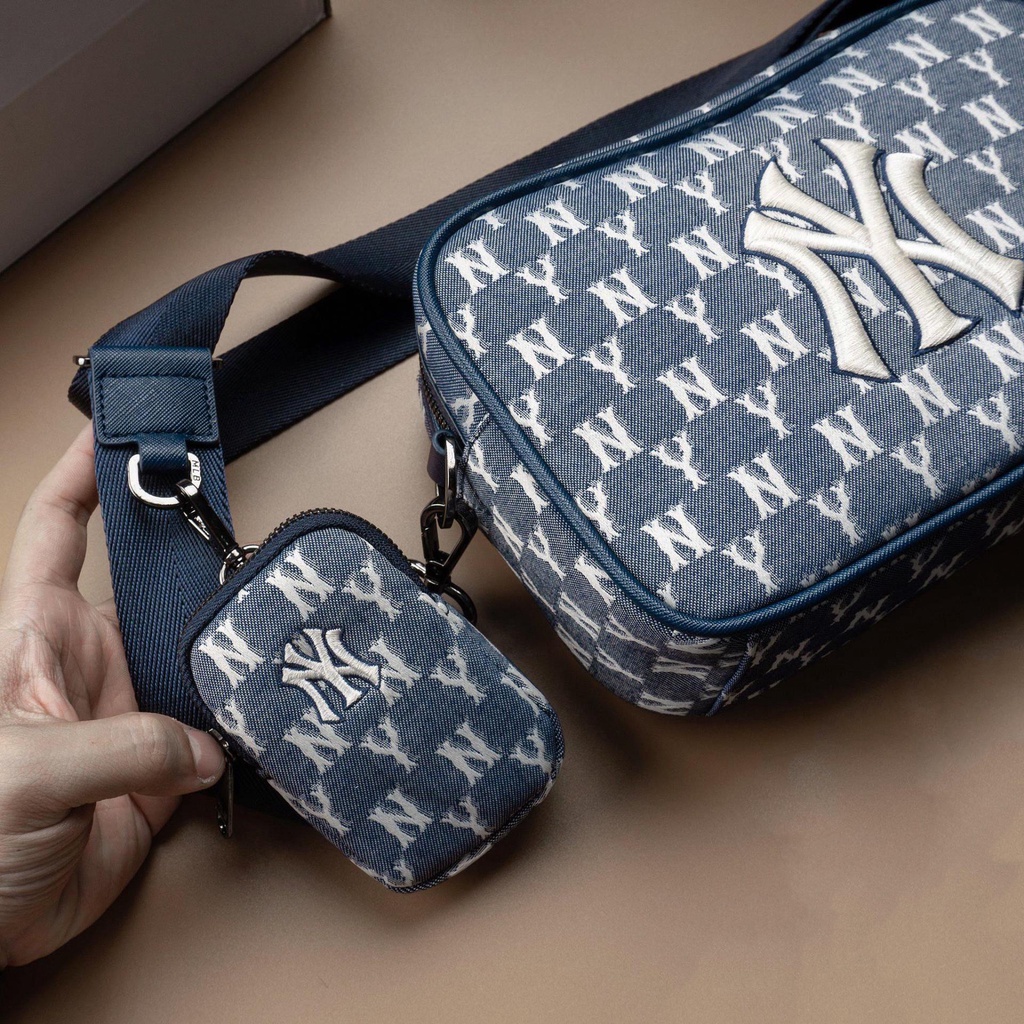 ✅   Túi MLB Monogram Jacquard Cross Bag NewYork Yankees Blue 32BGDC111-50N | ẢNH THẬT | CÓ SẴN HÀNG