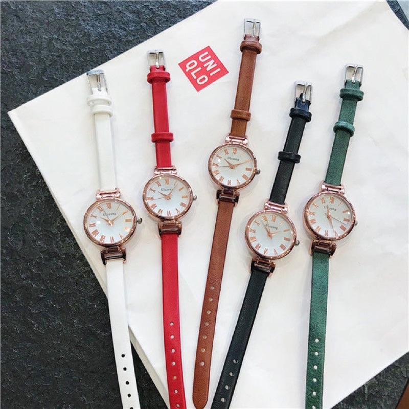 Đồng hồ thời trang nữ Ulzzang U014 dây da mềm êm tay, phong cách Hàn Quốc,số giờ la mã tuyệt đẹp