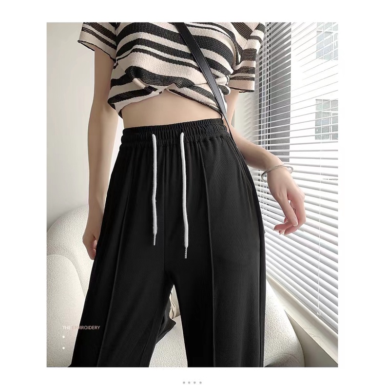 Quần Dài Lưng Cao Ống Rộng Chất Liệu Lụa Lạnh Thời Trang Mùa Hè Mới Cho Nữ