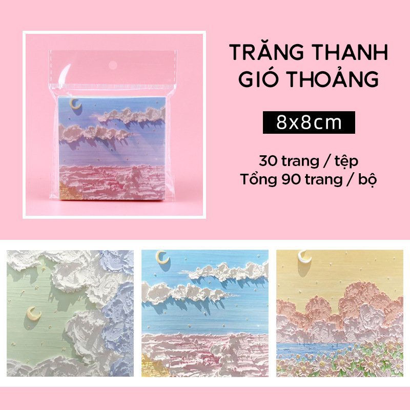 Set Giấy Ghi Chú Họa Tiết Tranh Hoa Giấy Note Tiện Lợi Văn Phòng Phẩm, Bàn Học Cá Nhân