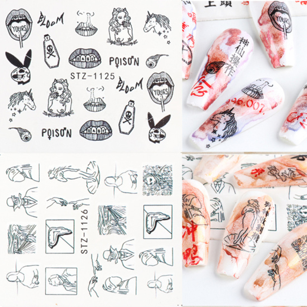 [Hàng mới về] Nhãn Dán Trang Trí Móng Tay Nghệ Thuật Với Họa Tiết Cá Tính Thời Trang