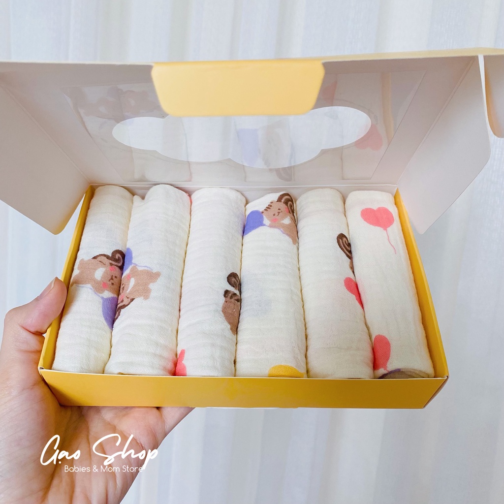 Khăn sữa Bunny vải xô Muslin cao cấp họa tiết xinh xắn cho bé