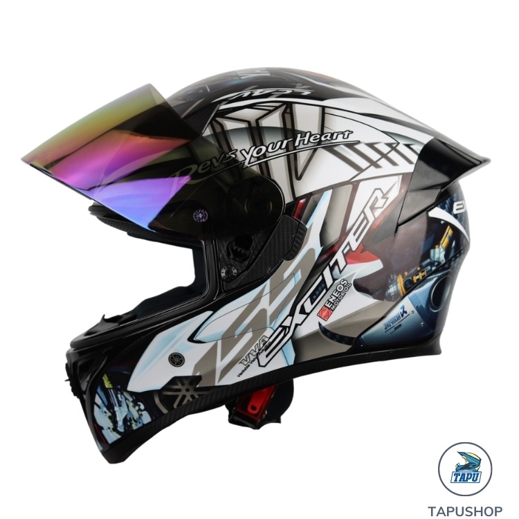 MŨ BẢO HIỂM FULLFACE 1 KÍNH ROYAL M138B LÊN TEM EXCITER TRẮNG - Tapu Shop