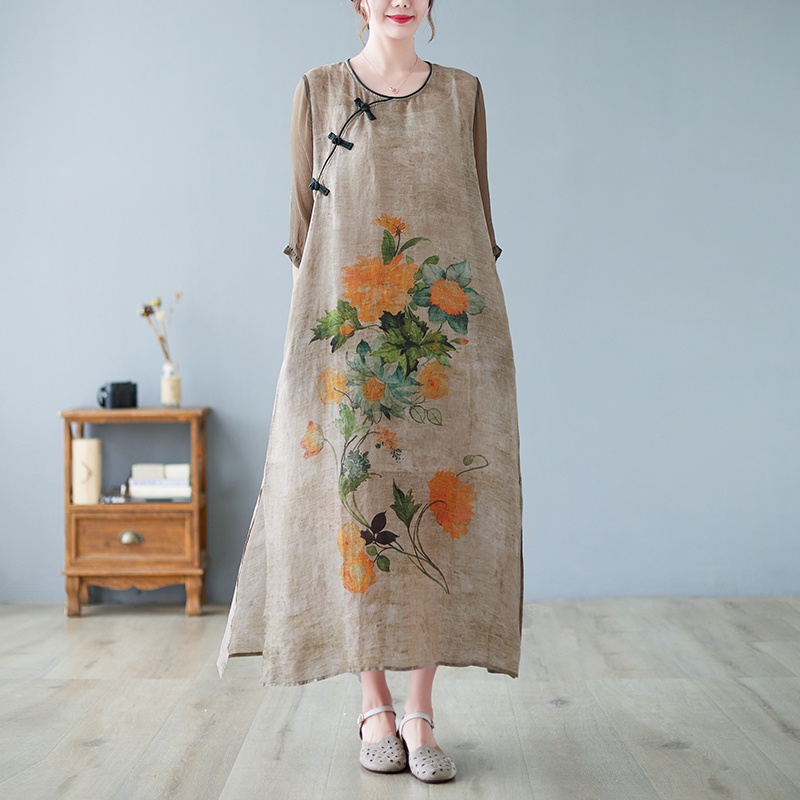 ☻ L O T U S ☻ Plus Đầm In Hoa Cổ Điển CAL1828