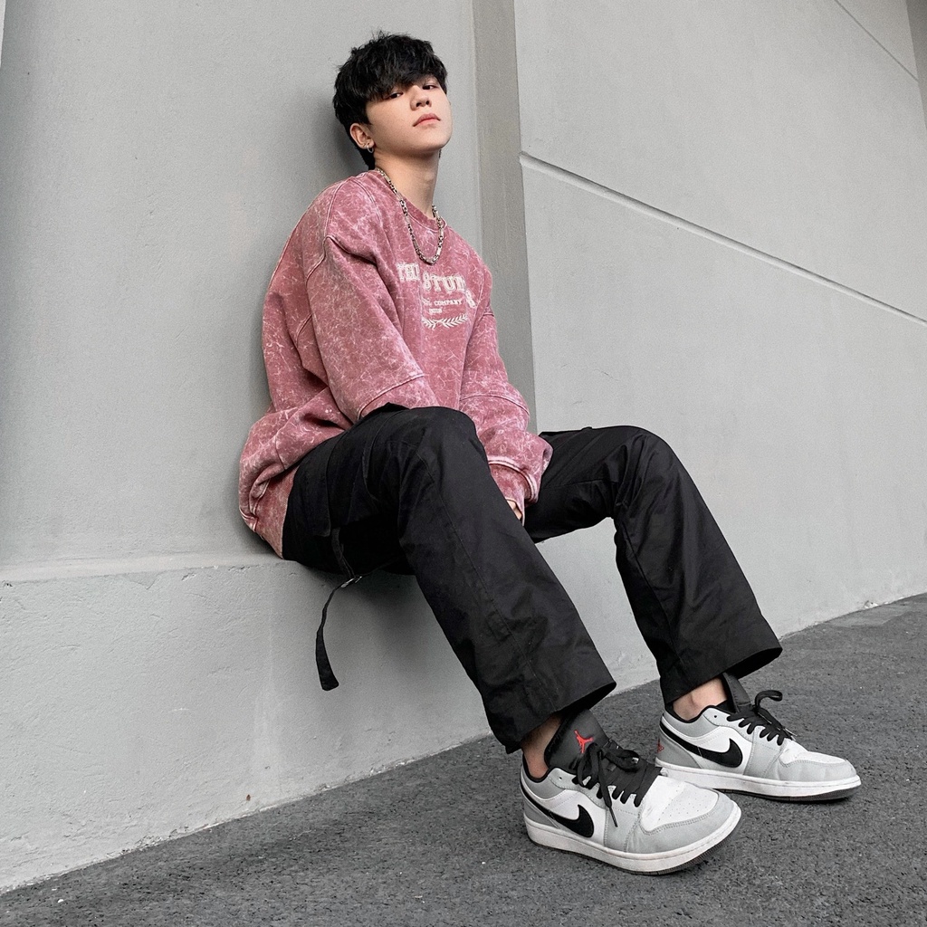 THELSTUDIOS Áo Sweater Nỉ Wash thêu logo Apparel