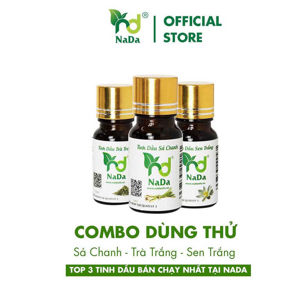 COMBO 3 Tinh dầu Sả Chanh, Trà Trắng, Sen trắng Nada Oils | Được sử dụng phổ biến