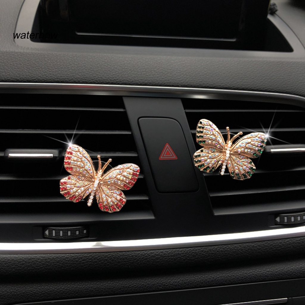 wwo Car Aromatherapy Clip Butterfly Shape Inlay Alloy Auto Air Outlet Freshener Perfume Clip for Car