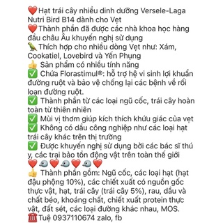 Hạt trái cây B14 cho chim size nhỏ 100gr