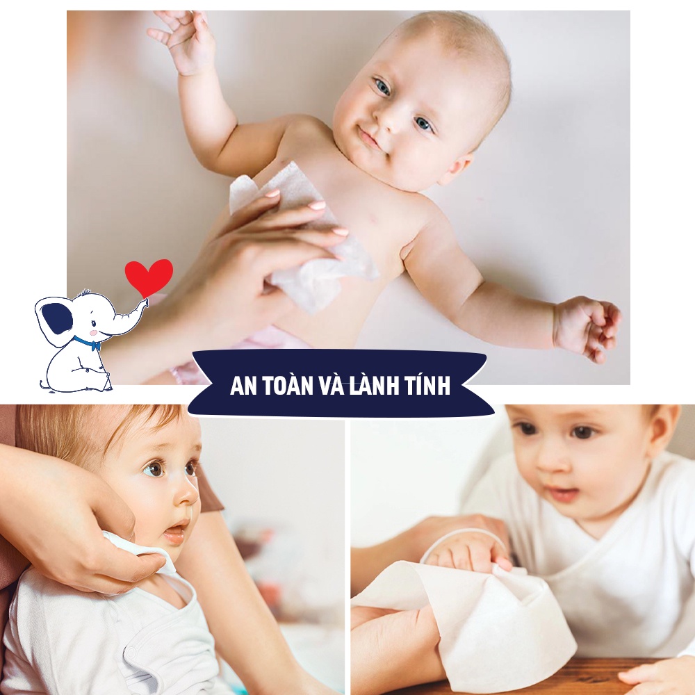 Khăn giấy ướt Babycute không mùi kháng khẩu, 3 lớp mềm mại an toàn cho bé 80 miếng CB001W