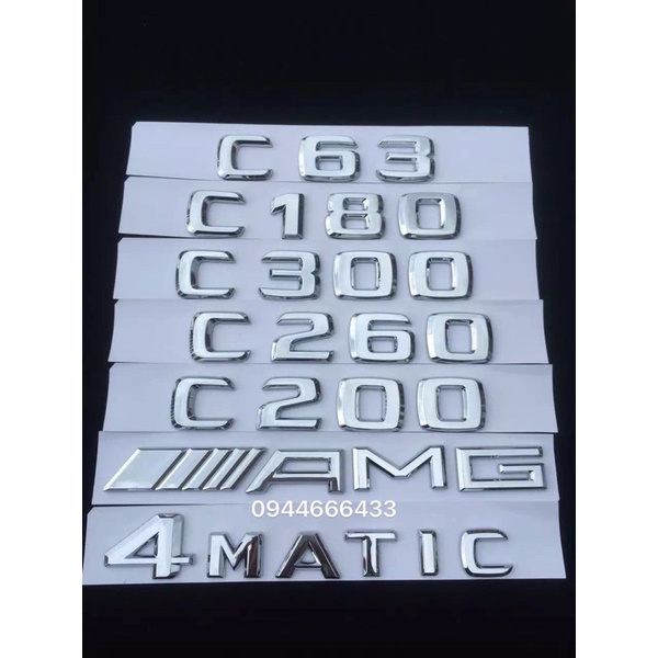 Chữ C180 C200 C300 Amg 4matic , Tem amg 4matic c300